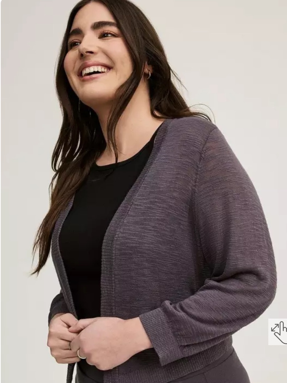 Torrid 3/4 Sleeve Cropped Shrug Sweater 1 - Picture 4 of 5